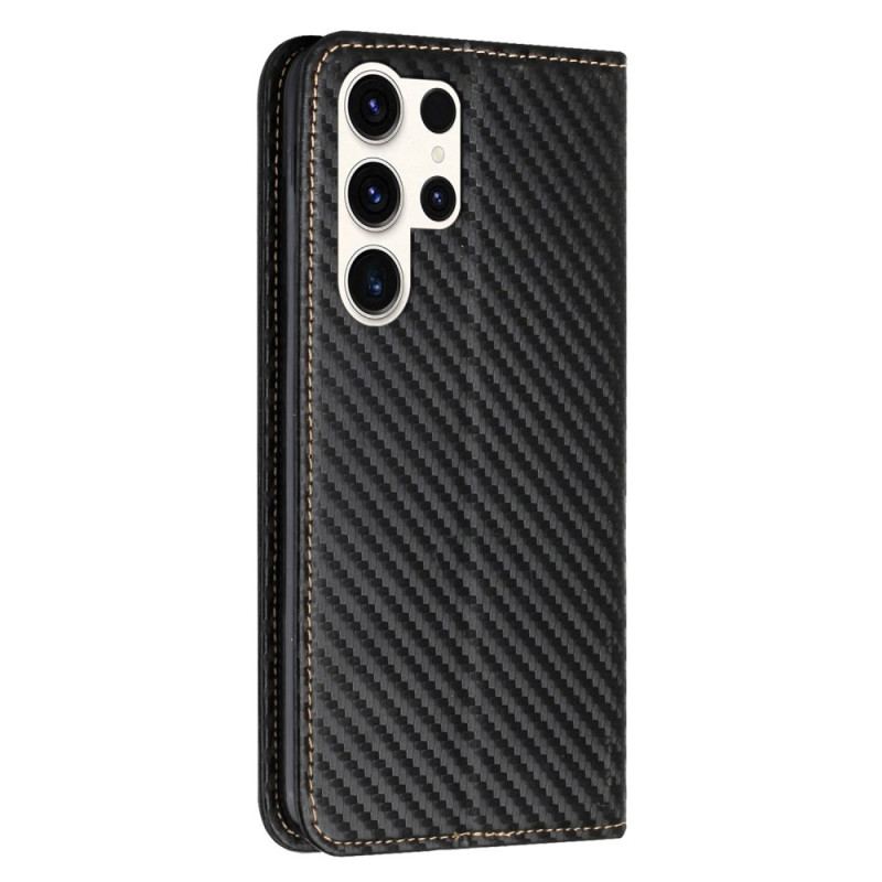Flip Kotelot Samsung Galaxy S24 Ultra 5g Włókno Węglowe I Smycz Etui Ochronne