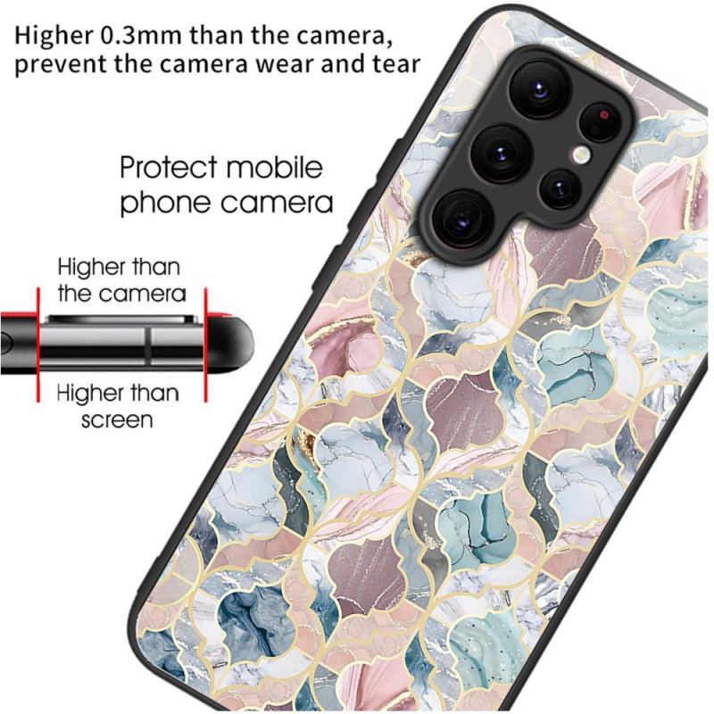 Futerały Samsung Galaxy S24 Ultra 5g Etui Na Telefon Płytki Marmurowe Ze Szkła Hartowanego