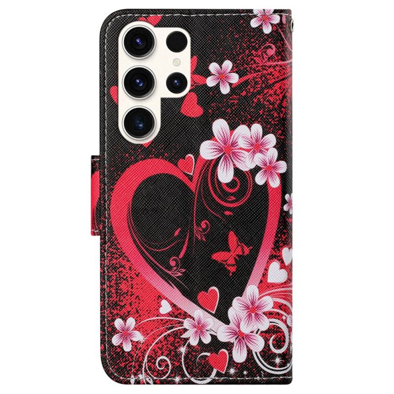 Obudowa Samsung Galaxy S24 Ultra 5g Etui Na Telefon CZerwone Serce Z Paskiem