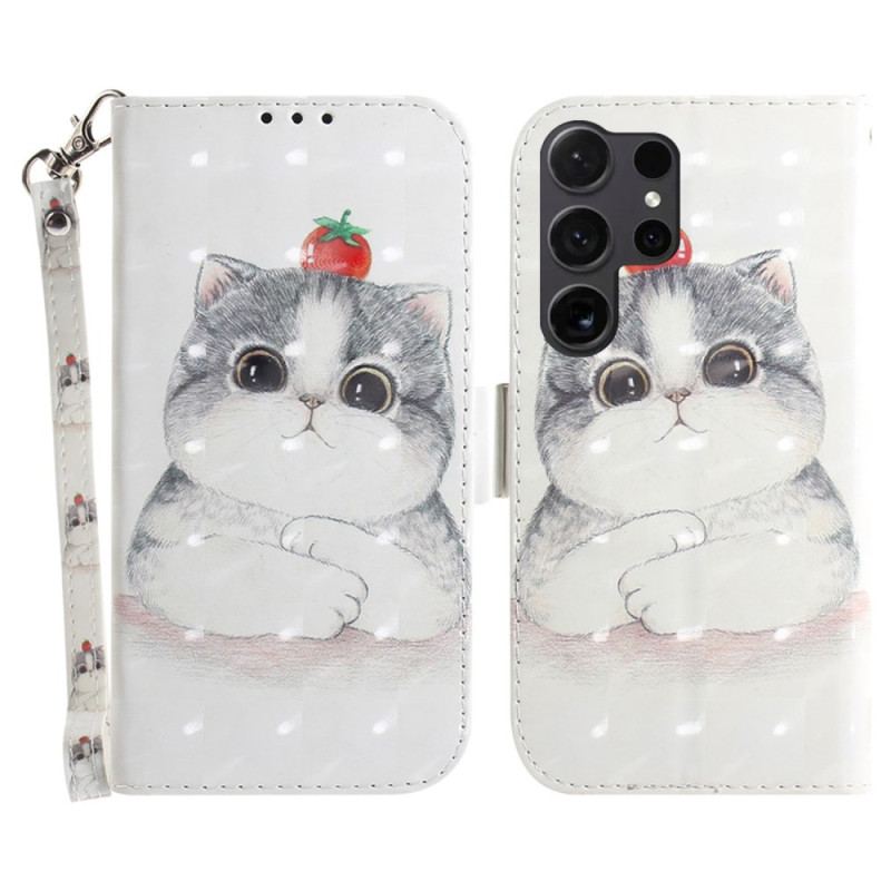Obudowa Samsung Galaxy S24 Ultra 5g Etui Na Telefon Kot I Truskawka Z Paskiem