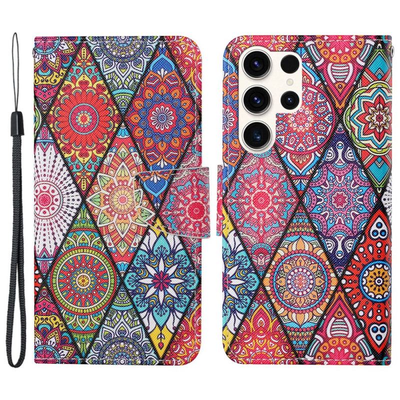 Obudowa Samsung Galaxy S24 Ultra 5g Etui Na Telefon Patchwork Z Paskiem