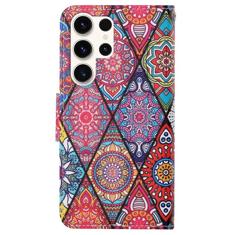 Obudowa Samsung Galaxy S24 Ultra 5g Etui Na Telefon Patchwork Z Paskiem