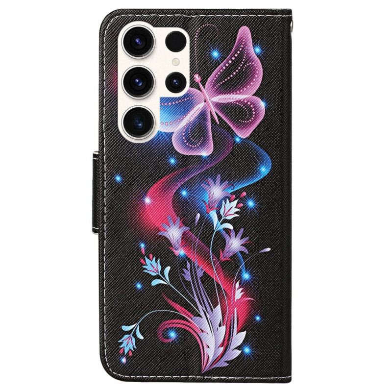 Pokrowce Samsung Galaxy S24 Ultra 5g Fluorescencyjne Motyle Z Paskiem