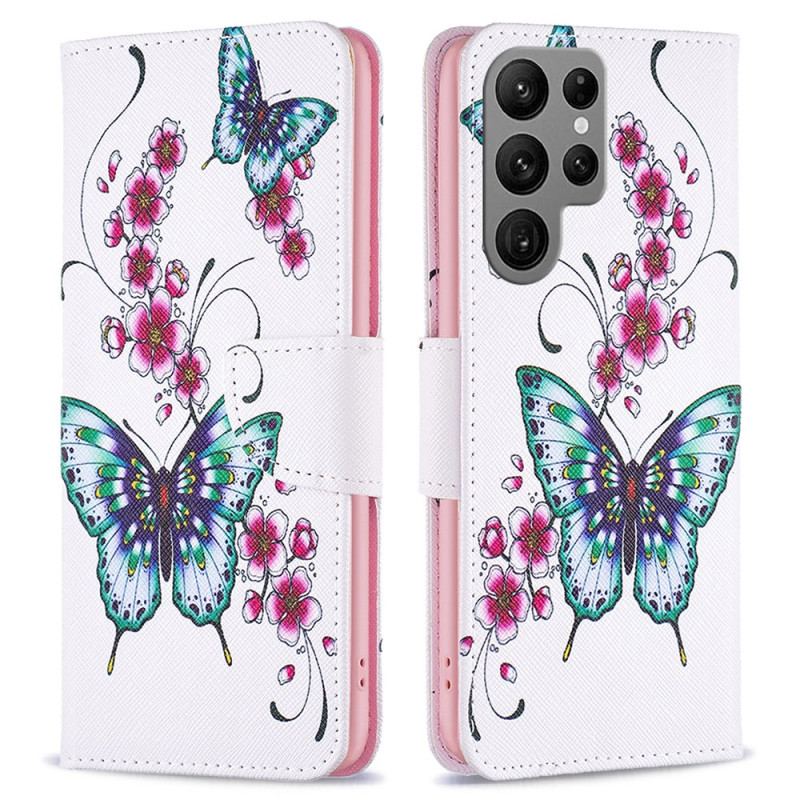 Pokrowce Samsung Galaxy S24 Ultra 5g Kwiaty Brzoskwini I Motyle