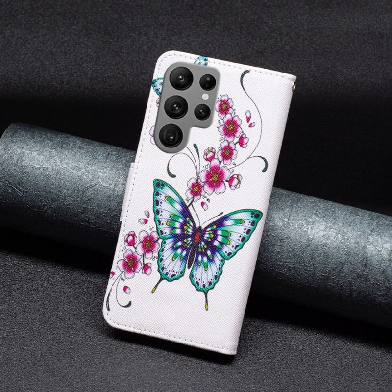 Pokrowce Samsung Galaxy S24 Ultra 5g Kwiaty Brzoskwini I Motyle