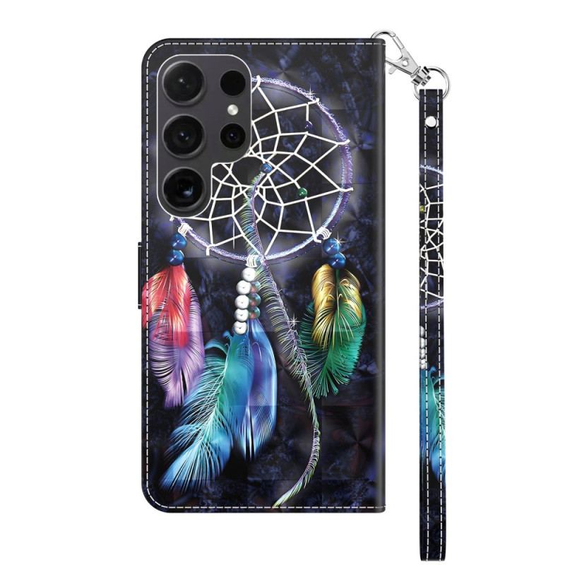 Pokrowce Samsung Galaxy S24 Ultra 5g Łapacz Snów Na CZarnym Tle Z Paskiem