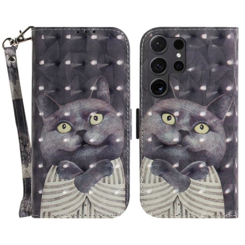 Pokrowce Samsung Galaxy S24 Ultra 5g Szary Kot Z Paskiem