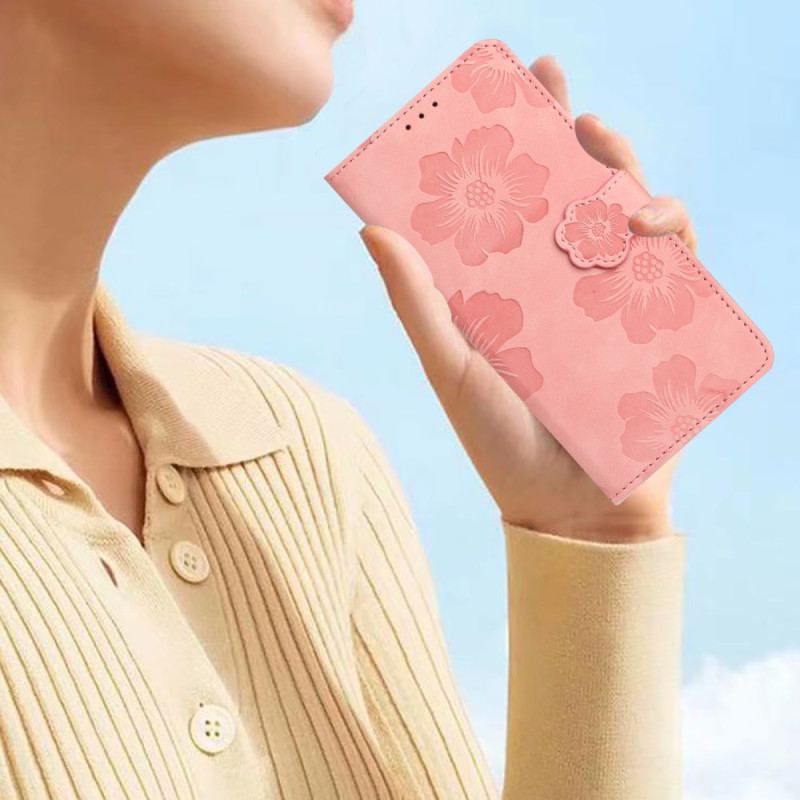 Skórzany Futerał Samsung Galaxy S24 Ultra 5g Etui Na Telefon Kwiatowy Z Paskiem