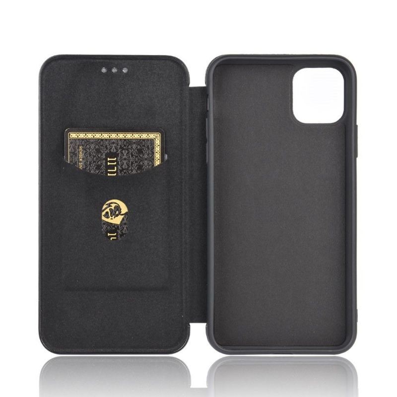 Etui Folio do iPhone 12 Pro Max W Stylu Włókna Węglowego Ze Sztucznej Skóry