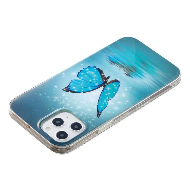 Futerały do iPhone 12 Pro Max Obrzeża Luminous Blue Butterfly