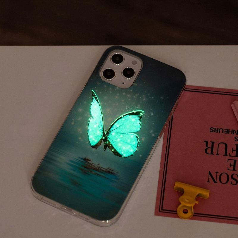 Futerały do iPhone 12 Pro Max Obrzeża Luminous Blue Butterfly