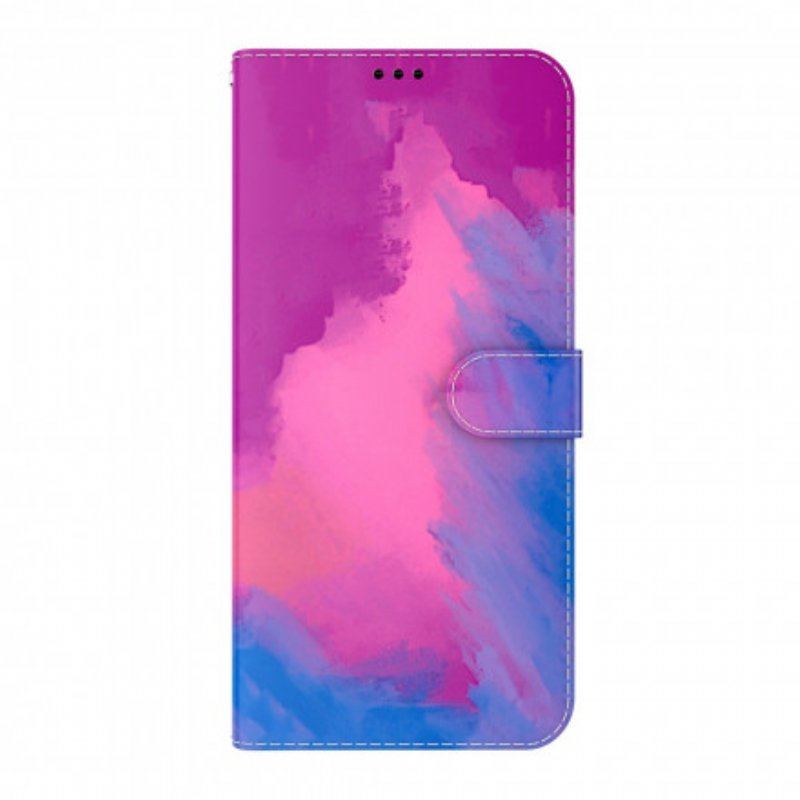 Skórzany Futerał do Oppo A54 5G / A74 5G Akwarela