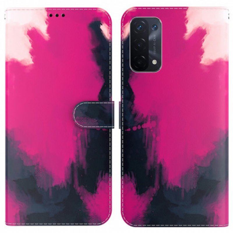 Skórzany Futerał do Oppo A54 5G / A74 5G Akwarela