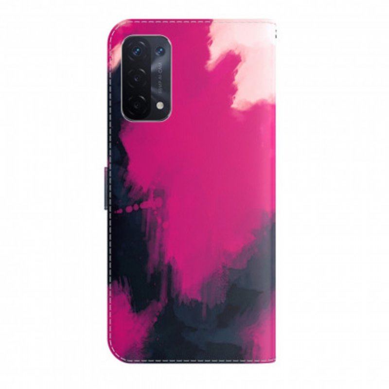 Skórzany Futerał do Oppo A54 5G / A74 5G Akwarela