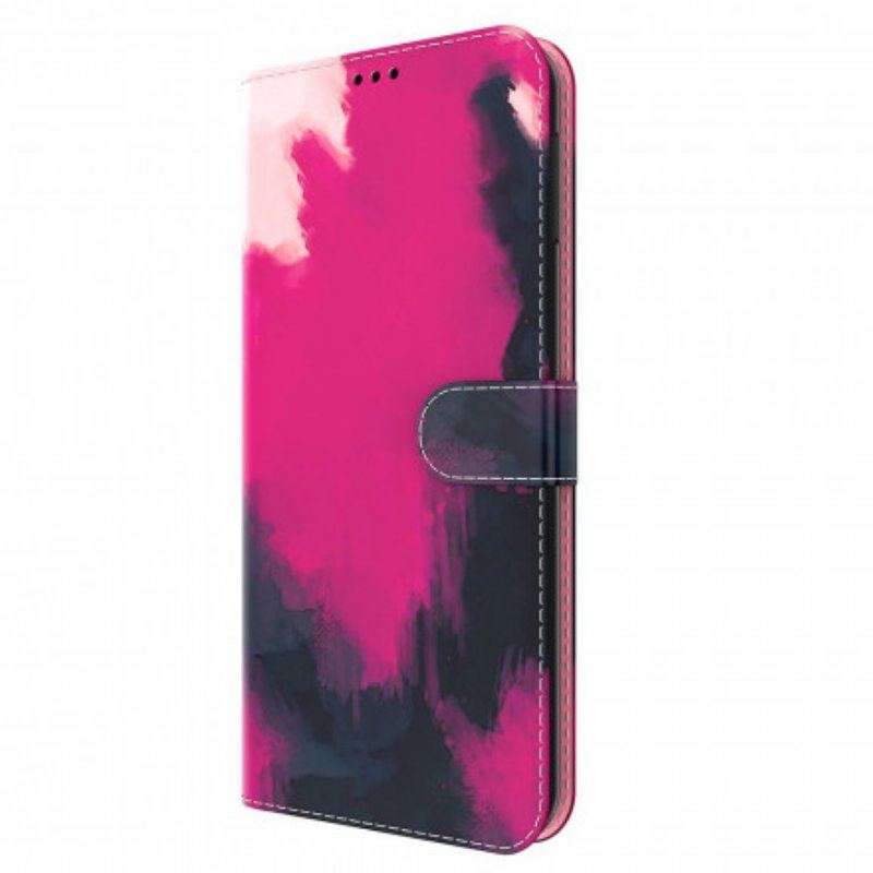 Skórzany Futerał do Oppo A54 5G / A74 5G Akwarela