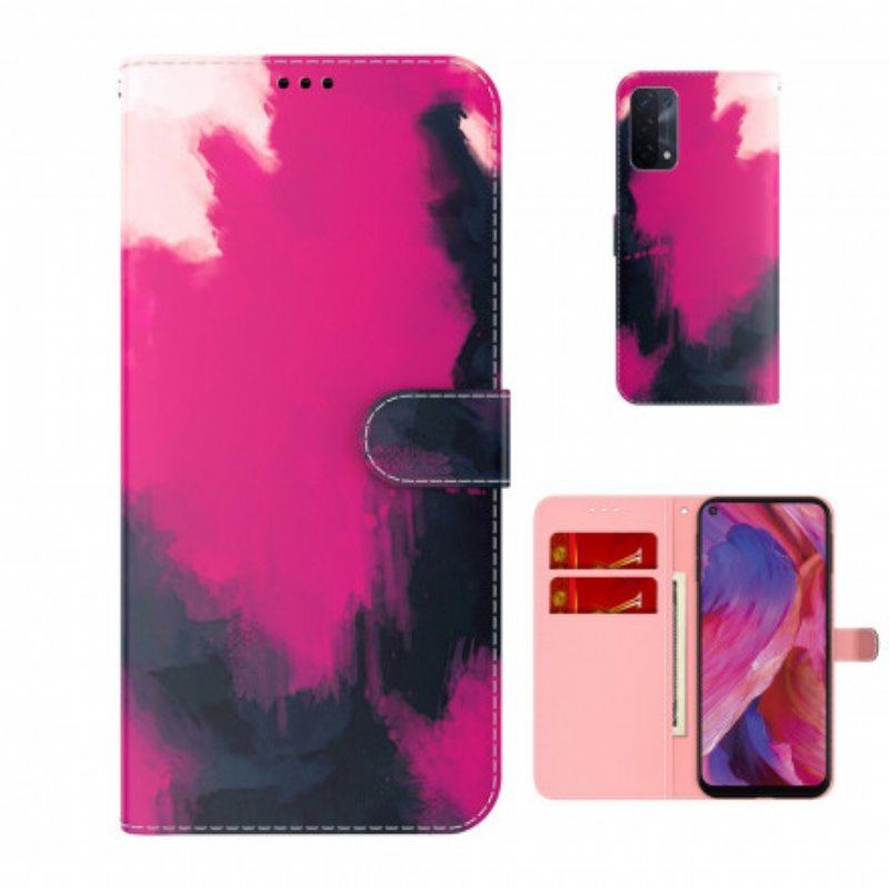Skórzany Futerał do Oppo A54 5G / A74 5G Akwarela