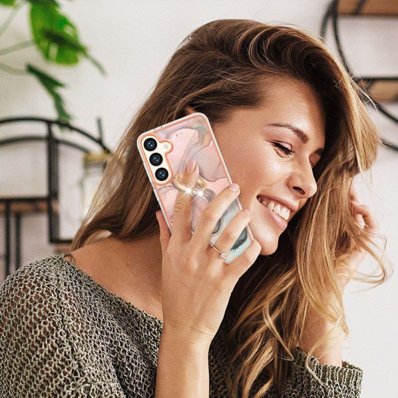 Etui Do Samsung Galaxy S24 Plus 5g Pierścień Podtrzymujący W Stylu Marmuru