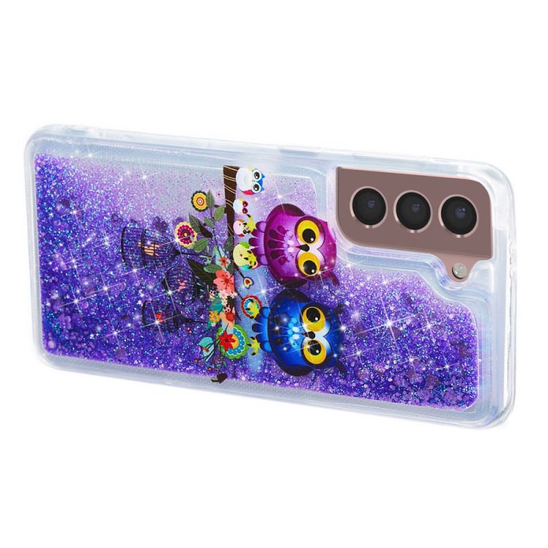 Etui Do Samsung Galaxy S24 Plus 5g Płynny Brokat Dwie Sowy