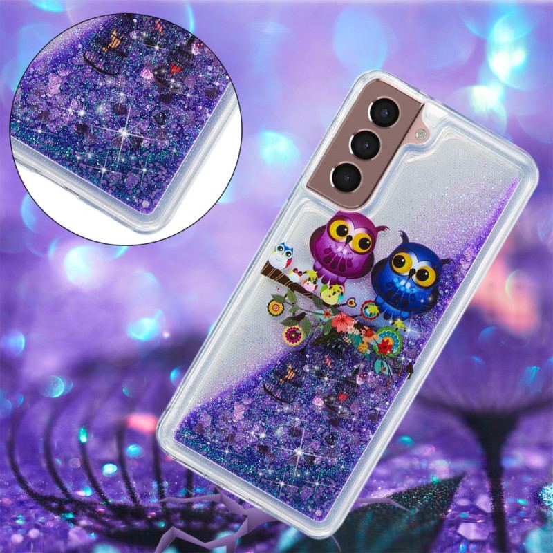 Etui Do Samsung Galaxy S24 Plus 5g Płynny Brokat Dwie Sowy