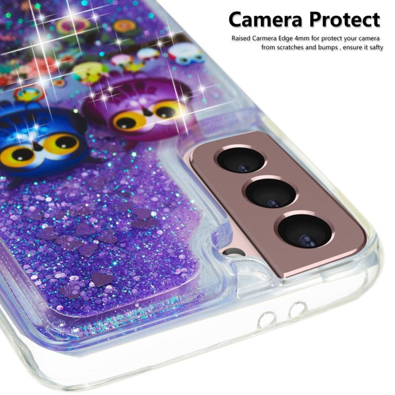 Etui Do Samsung Galaxy S24 Plus 5g Płynny Brokat Dwie Sowy