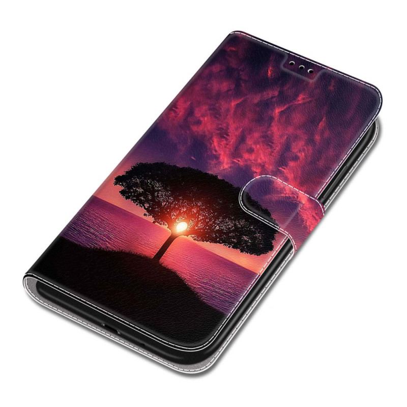 Etui Folio Do Samsung Galaxy S24 Plus 5g CZarne Drzewo O Zachodzie Słońca Z Paskiem