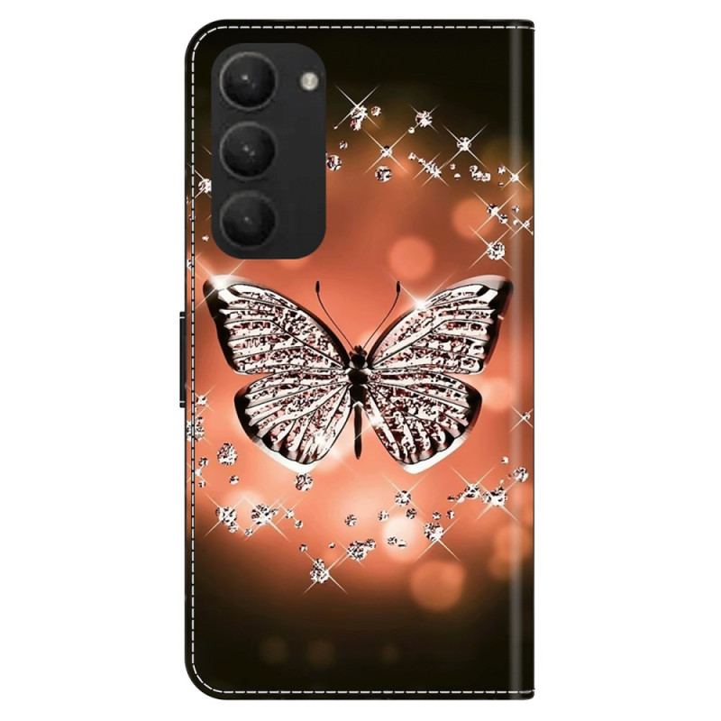 Etui Folio Do Samsung Galaxy S24 Plus 5g Kryształowy Motyl