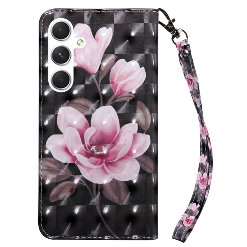 Etui Folio Do Samsung Galaxy S24 Plus 5g Różowe Kwiaty Z Paskiem