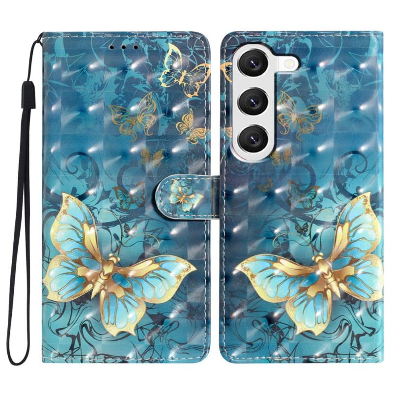 Etui Folio Do Samsung Galaxy S24 Plus 5g Wzór 3d W Kształcie Motyla Z Paskiem