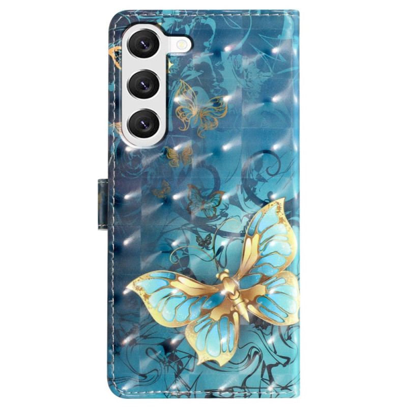 Etui Folio Do Samsung Galaxy S24 Plus 5g Wzór 3d W Kształcie Motyla Z Paskiem