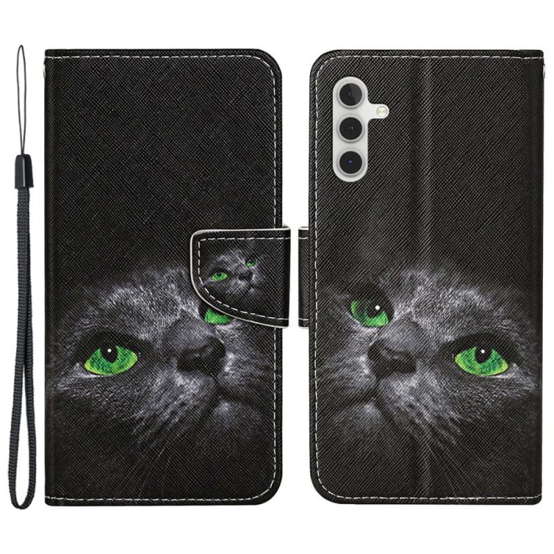 Etui Folio Do Samsung Galaxy S24 Plus 5g Zielonooki Kot Z Paskiem