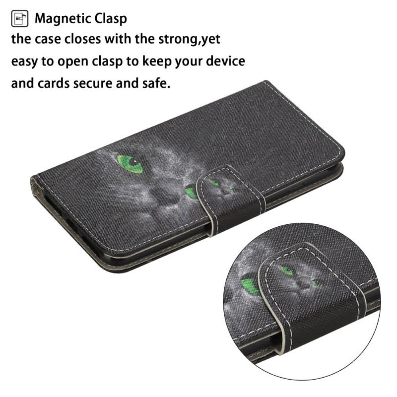 Etui Folio Do Samsung Galaxy S24 Plus 5g Zielonooki Kot Z Paskiem
