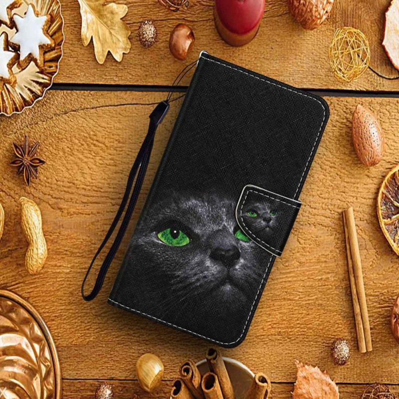 Etui Folio Do Samsung Galaxy S24 Plus 5g Zielonooki Kot Z Paskiem