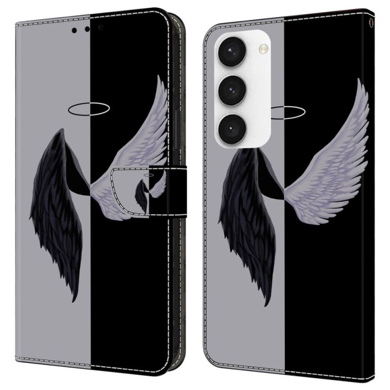 Etui Folio Samsung Galaxy S24 Plus 5g Białe I CZarne Skrzydła