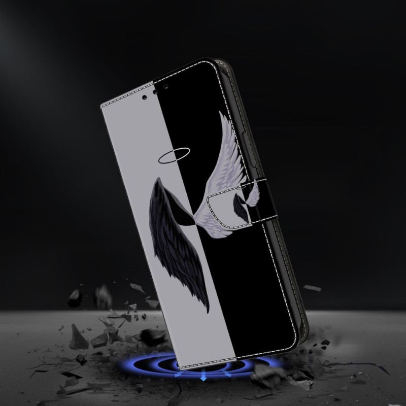 Etui Folio Samsung Galaxy S24 Plus 5g Białe I CZarne Skrzydła