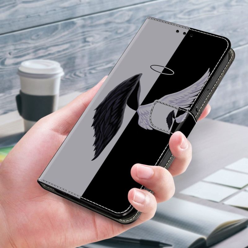 Etui Folio Samsung Galaxy S24 Plus 5g Białe I CZarne Skrzydła