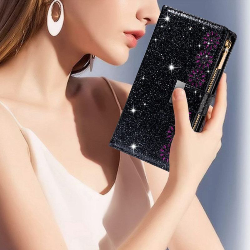 Etui Folio Samsung Galaxy S24 Plus 5g Cekiny Z Paskami Etui Ochronne