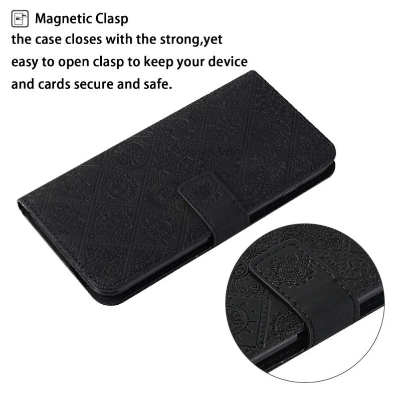 Etui Folio Samsung Galaxy S24 Plus 5g Etniczne Kwiaty Etui Ochronne