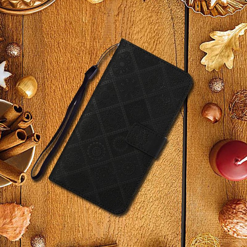 Etui Folio Samsung Galaxy S24 Plus 5g Etniczne Kwiaty Etui Ochronne