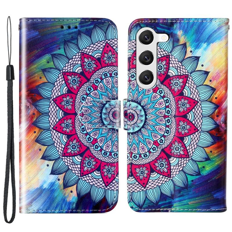 Etui Folio Samsung Galaxy S24 Plus 5g Kwiat Mandali Z Paskiem Etui Ochronne