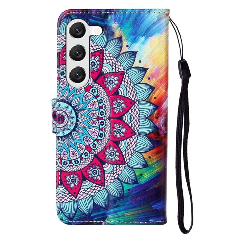 Etui Folio Samsung Galaxy S24 Plus 5g Kwiat Mandali Z Paskiem Etui Ochronne