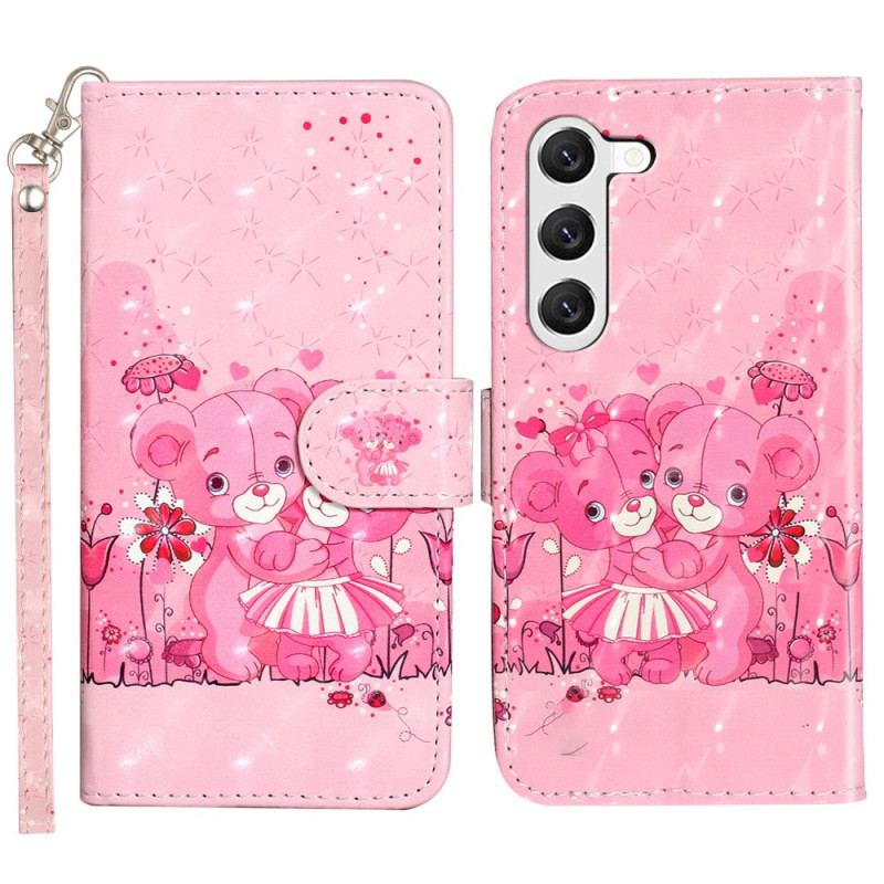 Etui Folio Samsung Galaxy S24 Plus 5g Misie Na Smyczy Etui Ochronne