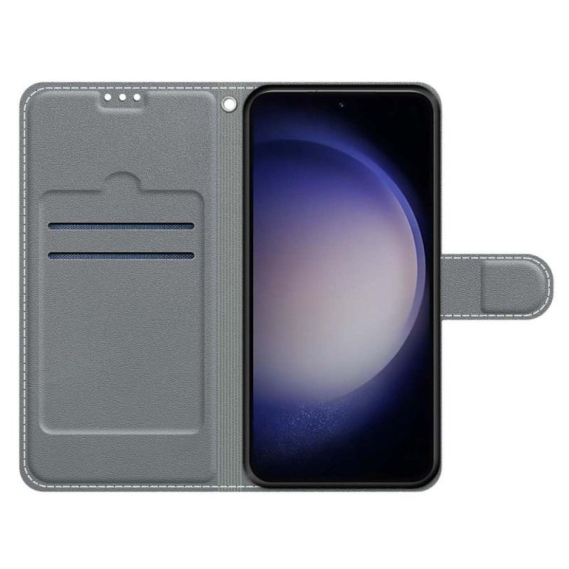 Etui Folio Samsung Galaxy S24 Plus 5g Niebieska Róża I Złote Motyle Z Paskiem Etui Ochronne
