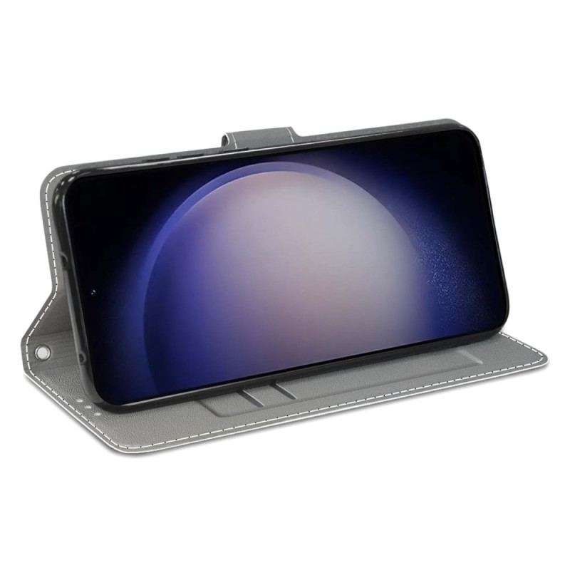 Etui Folio Samsung Galaxy S24 Plus 5g Niebieska Róża I Złote Motyle Z Paskiem Etui Ochronne