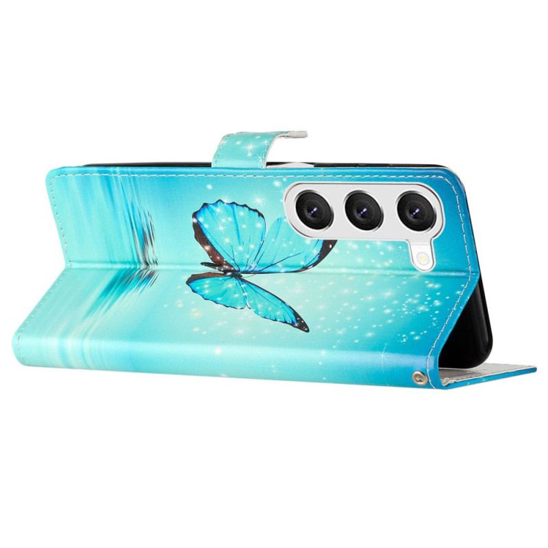 Etui Folio Samsung Galaxy S24 Plus 5g Niebieski Motyl W Locie Z Paskiem