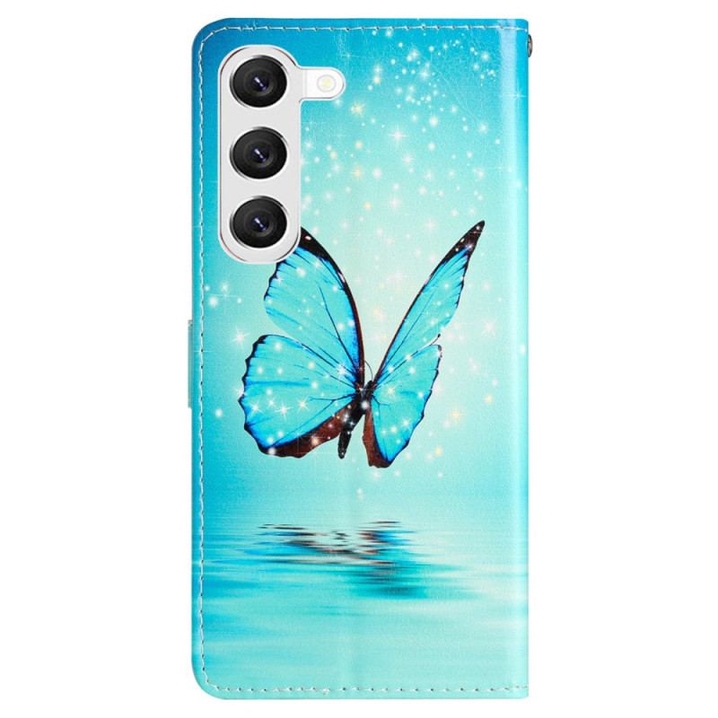Etui Folio Samsung Galaxy S24 Plus 5g Niebieski Motyl W Locie Z Paskiem