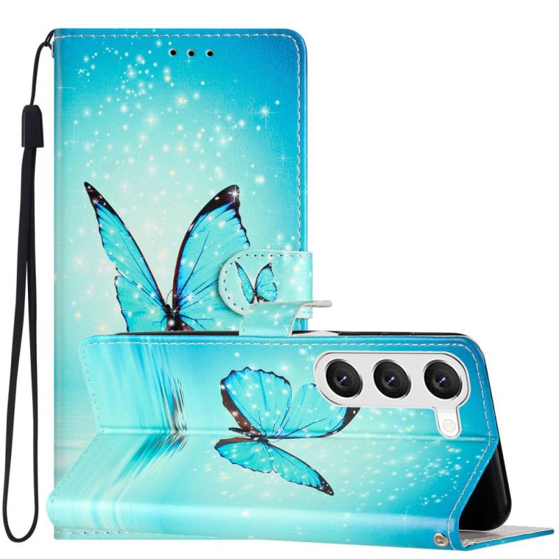 Etui Folio Samsung Galaxy S24 Plus 5g Niebieski Motyl W Locie Z Paskiem