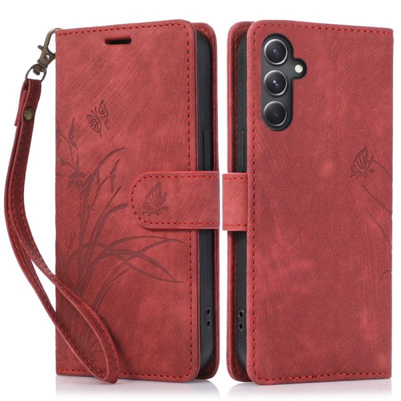 Etui Folio Samsung Galaxy S24 Plus 5g Orchidee I Motyle Z Paskiem