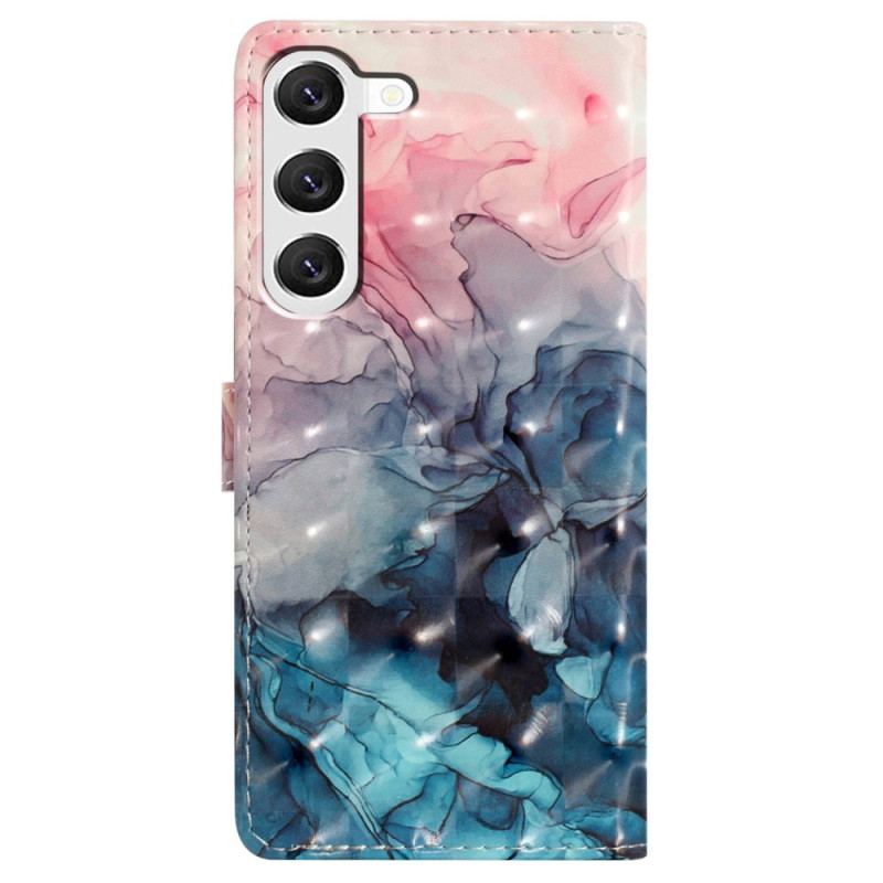 Etui Folio Samsung Galaxy S24 Plus 5g Różowy Niebieski Marmur Z Paskiem Etui Ochronne