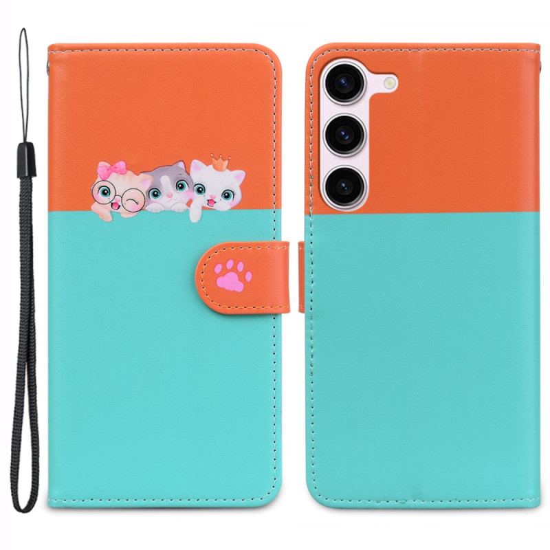 Etui Folio Samsung Galaxy S24 Plus 5g Śmieszne Zwierzęta Z Paskiem