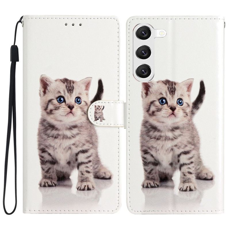 Etui Folio Samsung Galaxy S24 Plus 5g Słodki Kot Z Paskiem